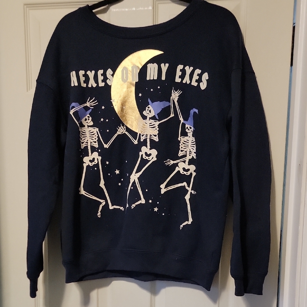 Skeleton Graphic Women's Sweater - Navy